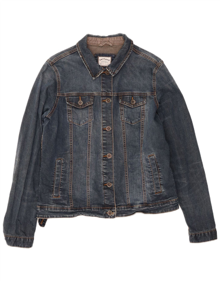 Fat Face Veste en jean pour femme UK 14 Bleu moyen Coton