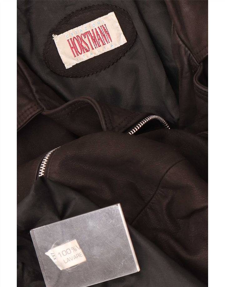 Veste en cuir femme vintage UK 20 2XL Marron