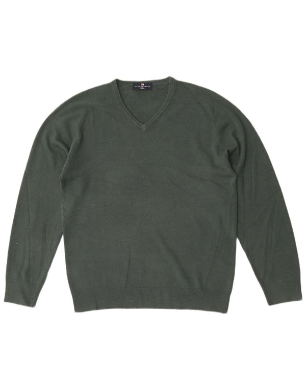 Marks & Spencer Pull à col en V Blue Harbour pour homme, petit, vert, acrylique
