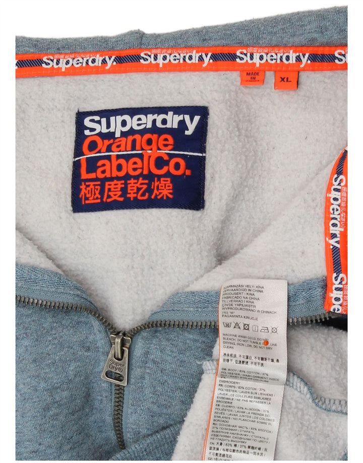 SUPERDRY Pull à capuche zippé pour homme XL Bleu Coton