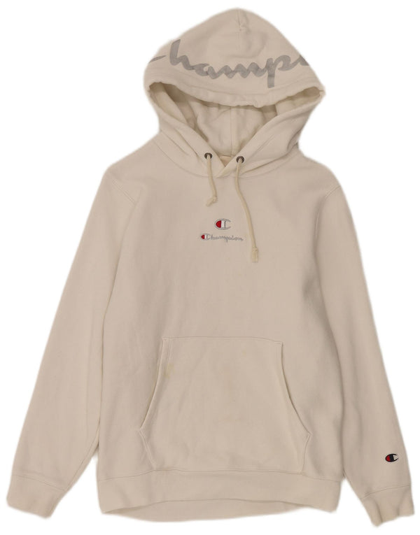 Champion Pull à capuche graphique coupe ample pour femme UK 4 XS Blanc Coton