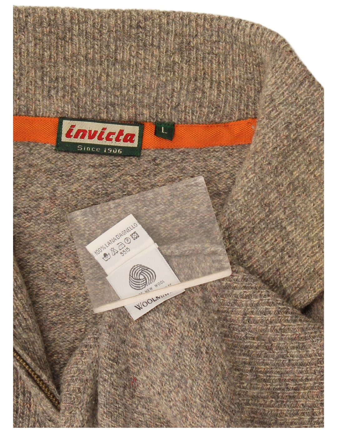 Invicta Pull à col zippé pour homme en laine mouchetée grise