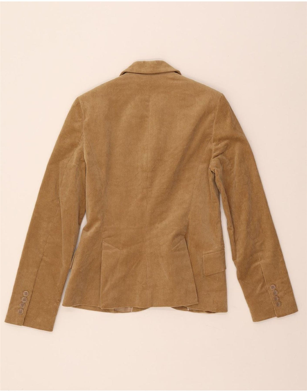 ZARA Veste blazer en velours côtelé pour femme à 2 boutons EU 38 Petit coton marron