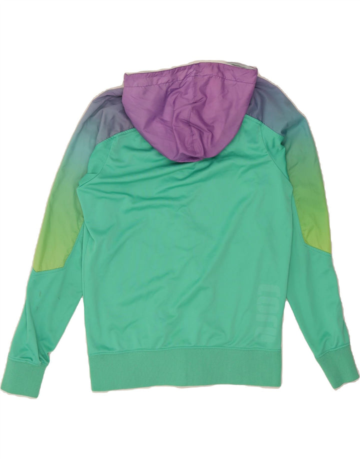 JACK & JONES Mens Zip Hoodie Sweater Medium Green Colourblock Polyester Vintage Jack & Jones and Second-Hand Jack & Jones from Messina Hembry 