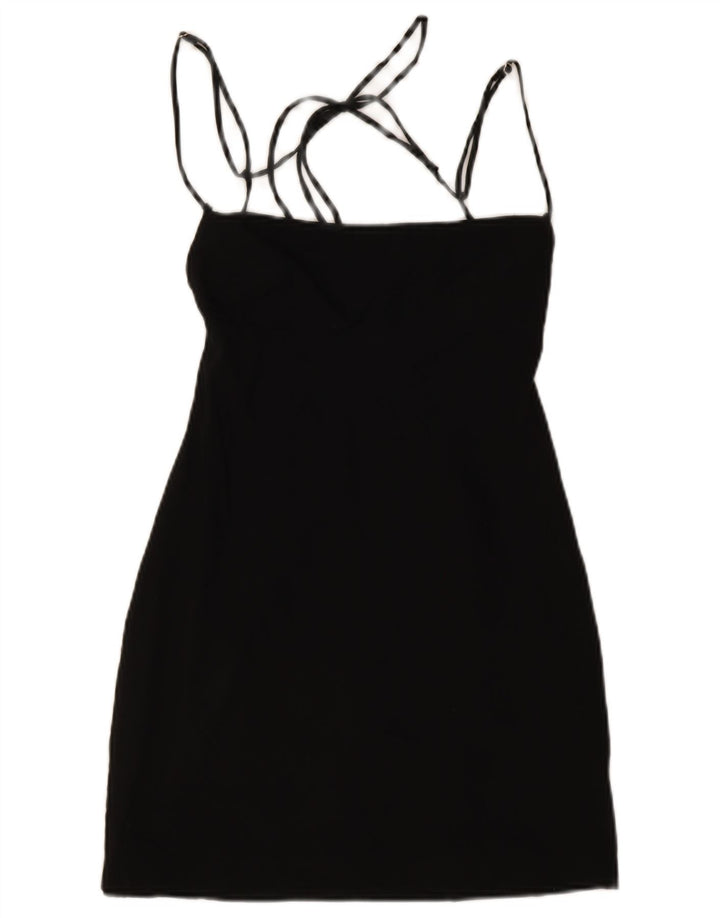 Zara Mini robe à épaules dénudées pour femme UK 14 Noir moyen
