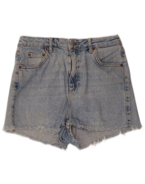 Topshop Short en jean pour femme Mom Distressed UK 10 Small W28 Bleu Coton