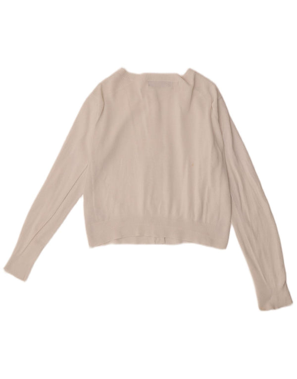 Marks & Spencer Pull cardigan court pour femme UK 10 Petit coton blanc