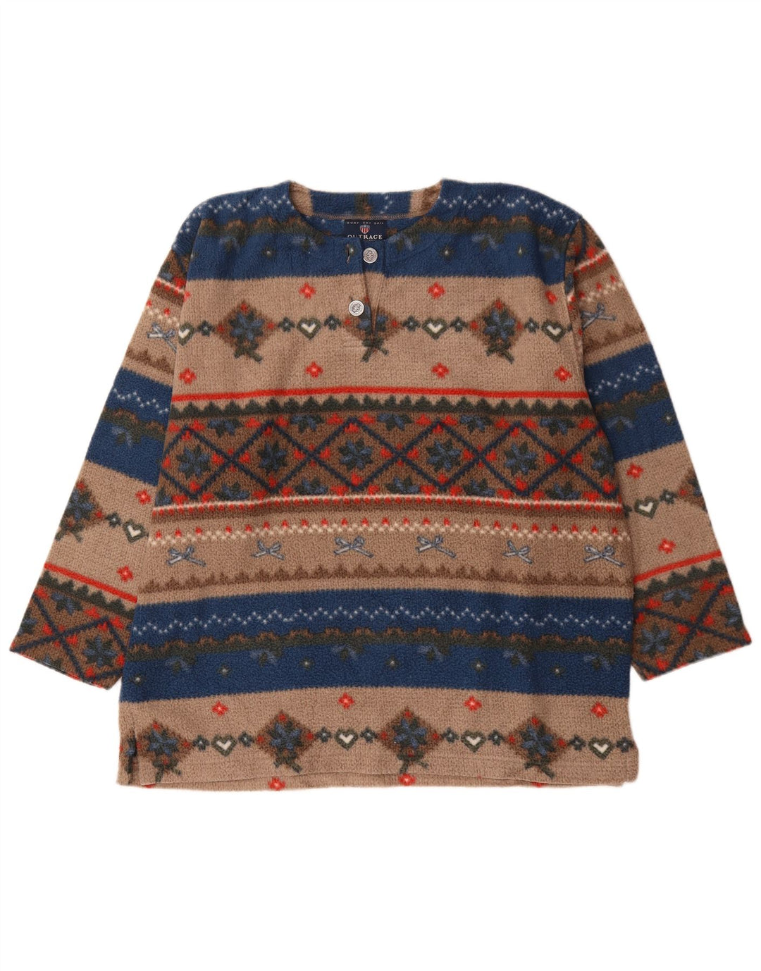vintage Mens Fleece Jumper Grand Multicolore Fair Isle Polyester