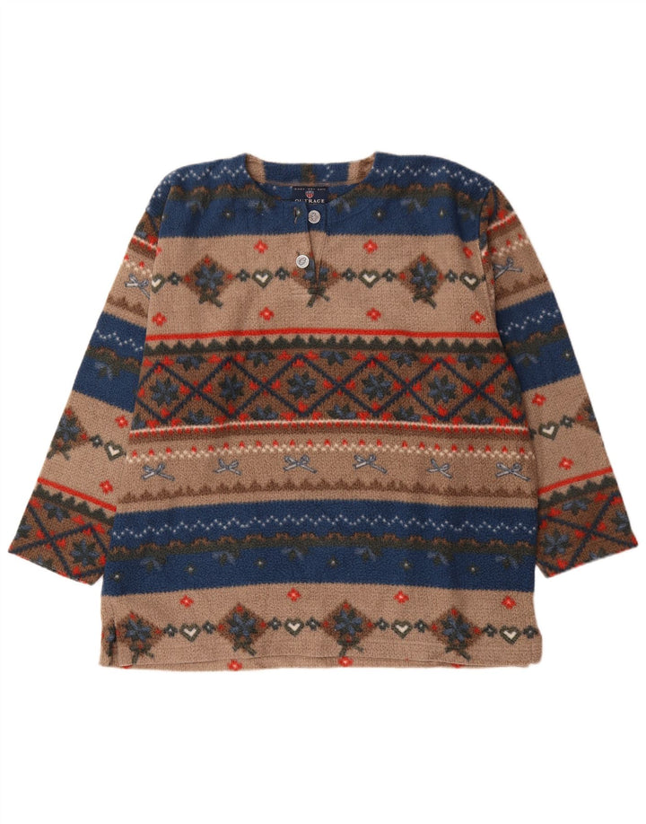 vintage Mens Fleece Jumper Grand Multicolore Fair Isle Polyester