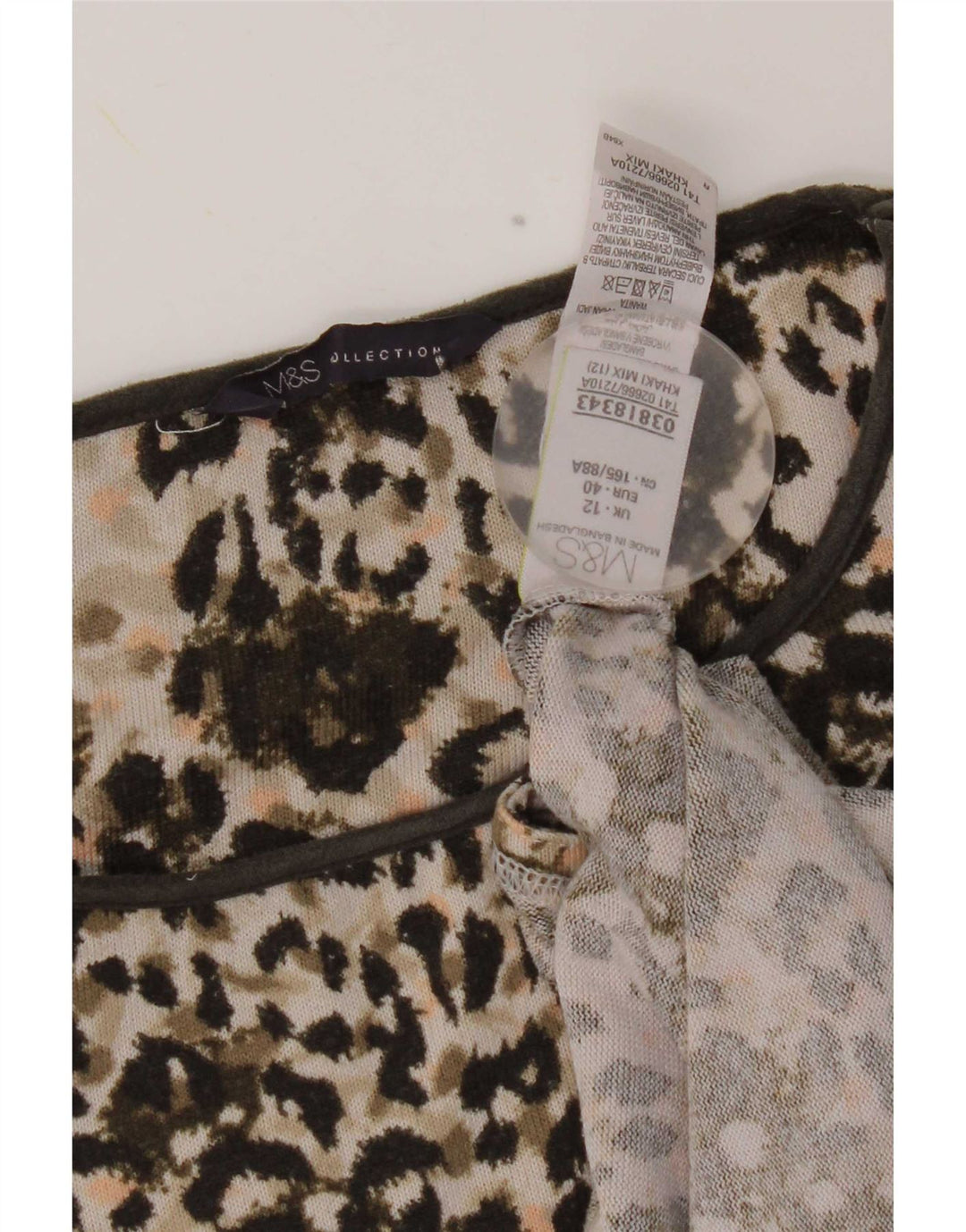 Marks & Spencer Tunique pour femme UK 12 Kaki moyen imprimé animal