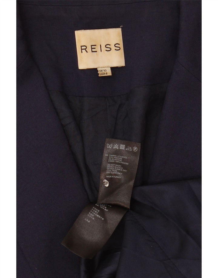 Reiss Veste blazer 1 bouton pour femme UK 10 Small Bleu marine Viscose
