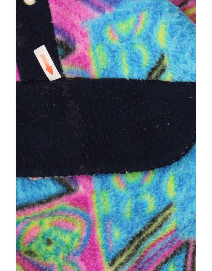 vintage Mens Anorak Fleece Jumper Grand Polyamide Géométrique Multicolore