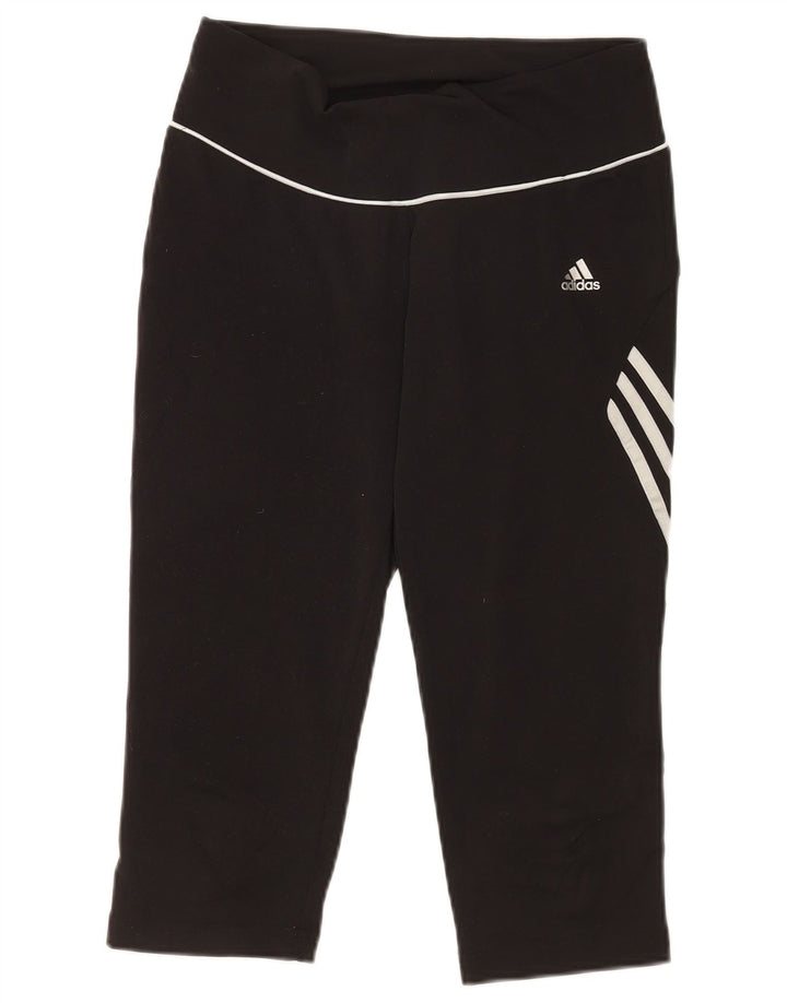 Adidas Femmes Capri Leggings UK 14 Moyen Noir Polyester Sports