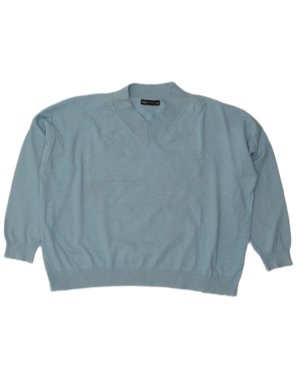 Marks & Spencer Pull surdimensionné à col en V pour femme UK 18 XL Bleu