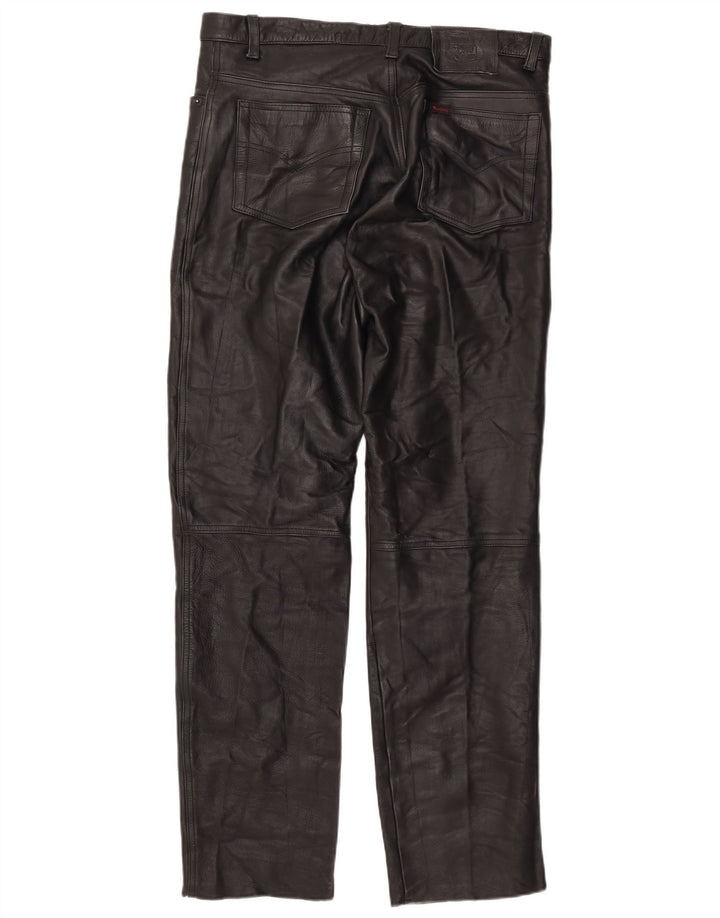 MODEKA Pantalon droit en cuir pour homme W37 L33 Cuir noir