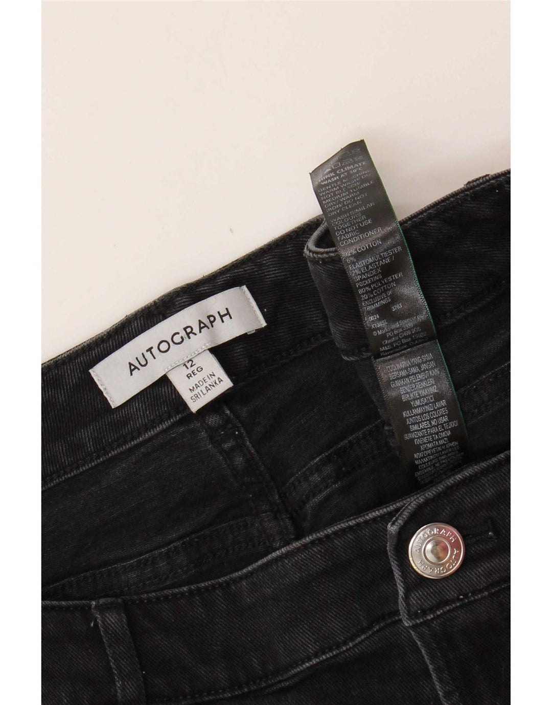 Marks & Spencer Jean fuselé autographe pour femme UK 12 Medium W32 L29 Gris