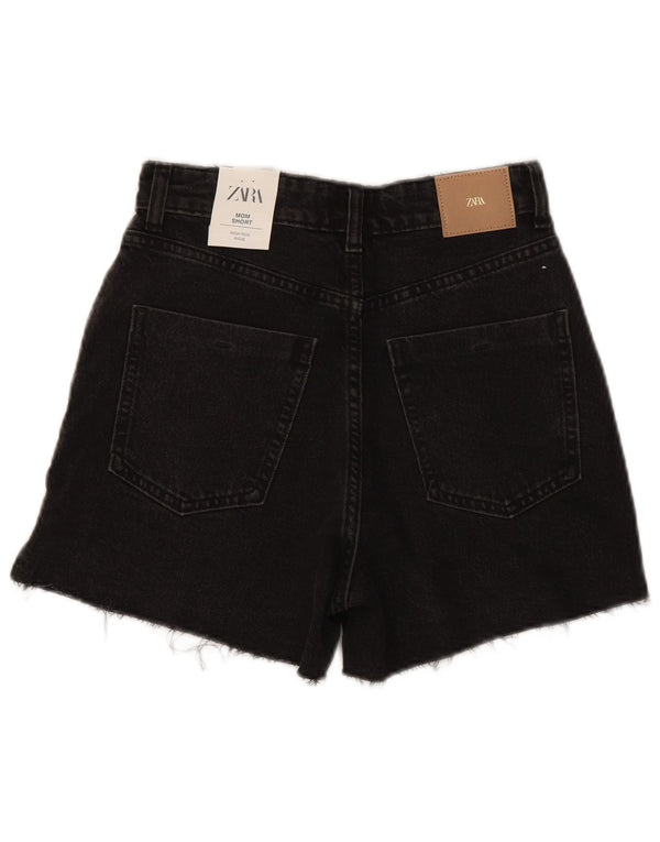 Zara Womens Mom Distressed Denim Shorts EU 36 XS W26 Coton noir