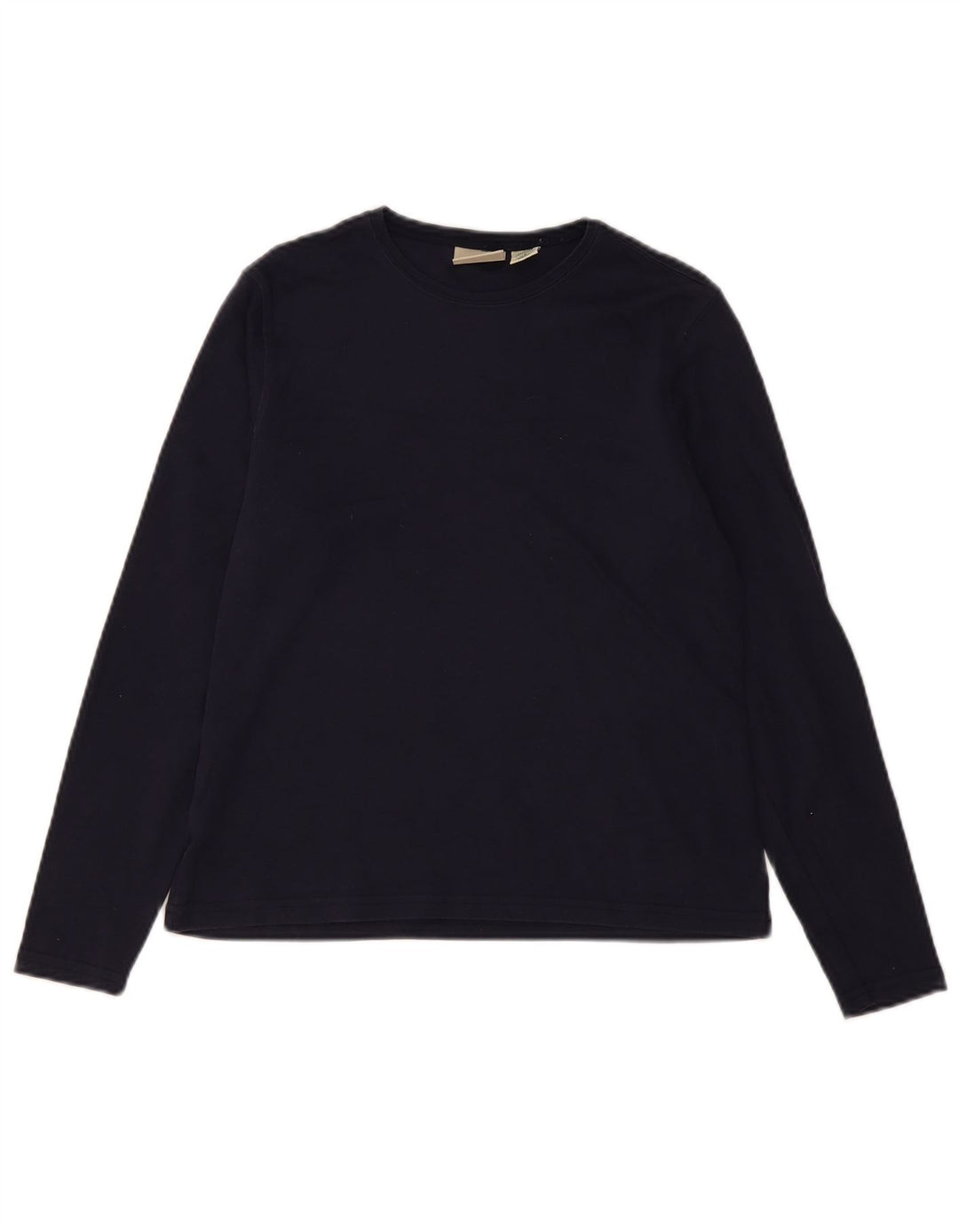 L.L.BEAN Top Femme Manches Longues UK 10 Petit Bleu Marine Coton