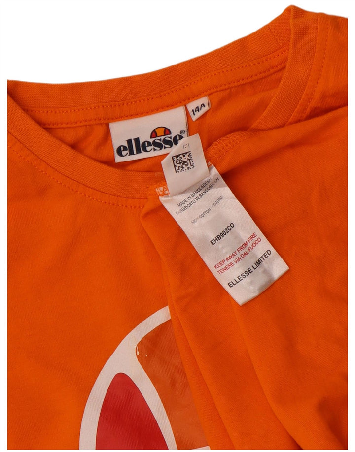 Ellesse Haut graphique à manches longues pour garçon 13-14 ans Orange Coton