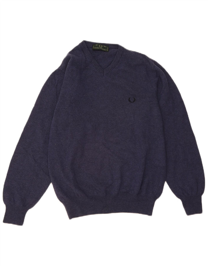 FRED PERRY Pull Col V Homme Bleu Marine Moyen Laine