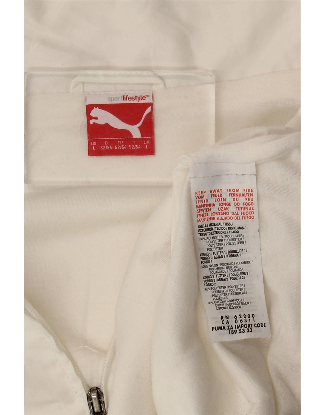 Puma Veste de survêtement graphique pour femme Large Blanc Colorblock Polyester