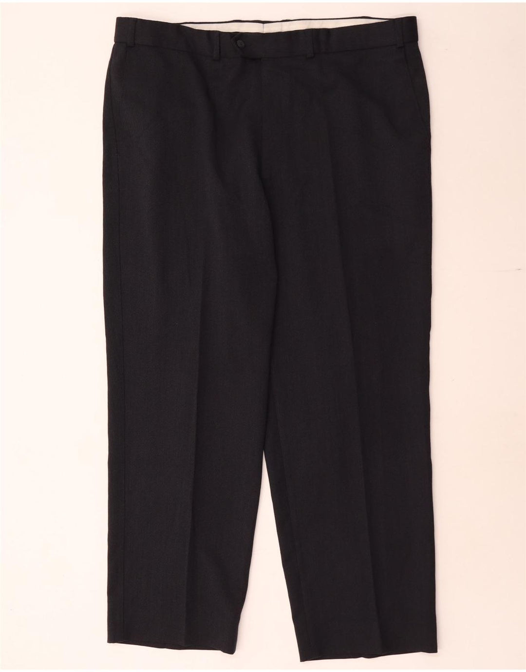 Marks & Spencer Pantalon de Costume Droit Homme W40 L29 Bleu Marine Polyester
