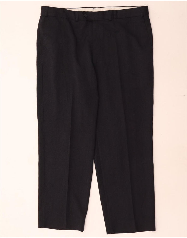 Marks & Spencer Pantalon de Costume Droit Homme W40 L29 Bleu Marine Polyester