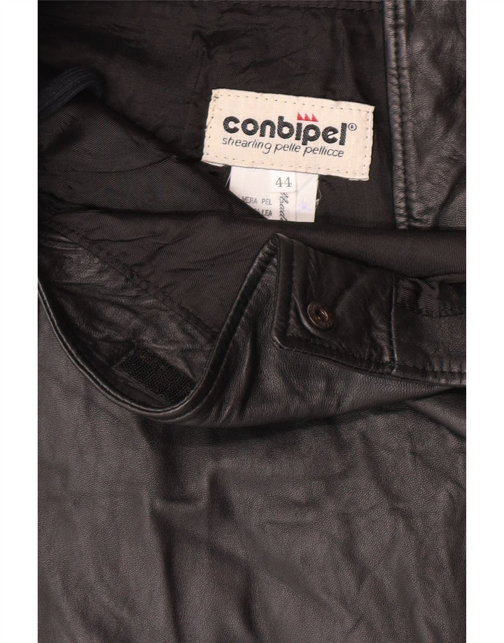 Conbipel Jupe Portefeuille En Cuir Femme IT 44 Medium W32 Cuir Noir