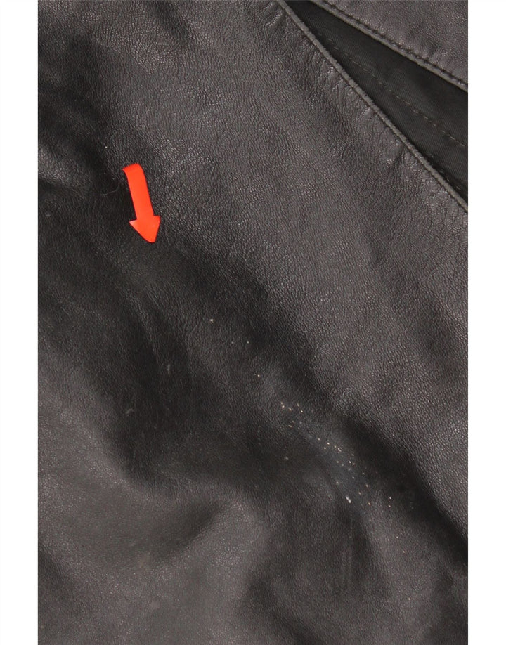 veste en cuir femme vintage UK 16 Grand cuir noir