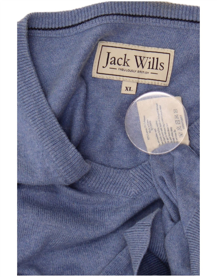 JACK WILLS Pull Col V Homme XL Bleu Coton
