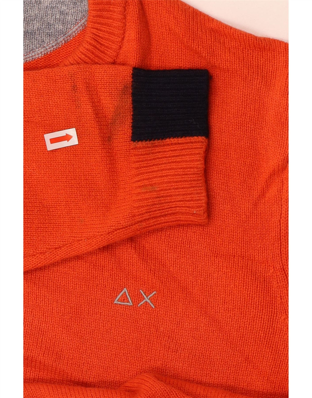 Sun68 Pull à col rond pour femme UK 16 Large Orange Laine
