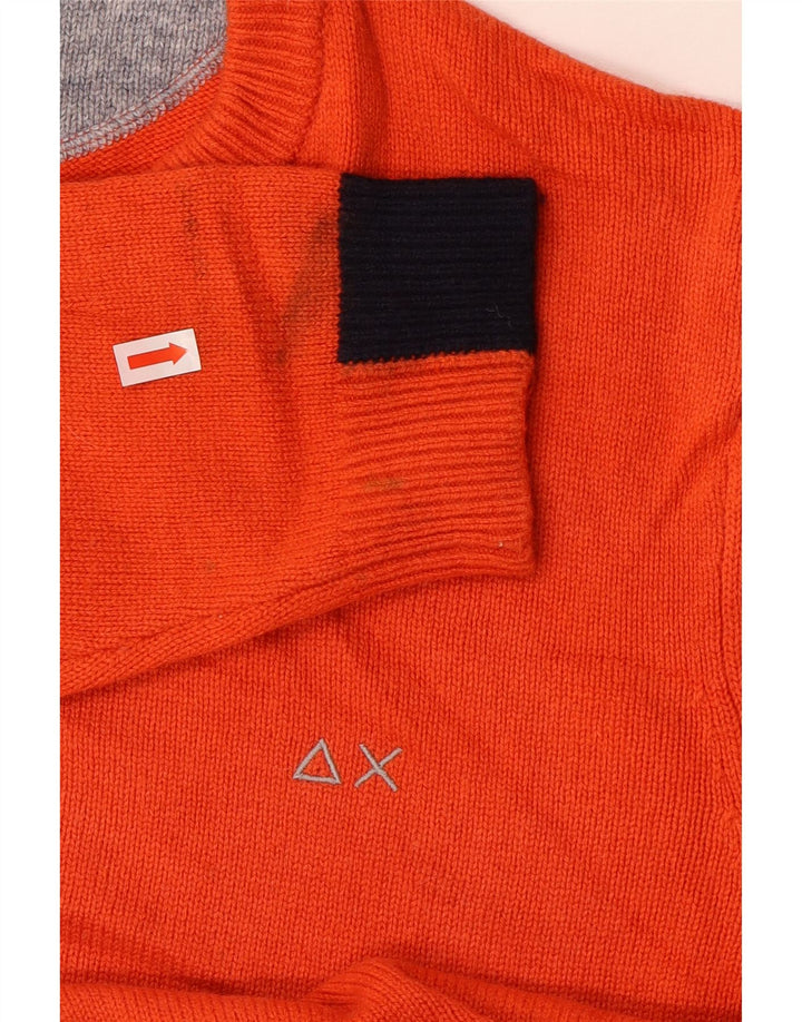 Sun68 Pull à col rond pour femme UK 16 Large Orange Laine