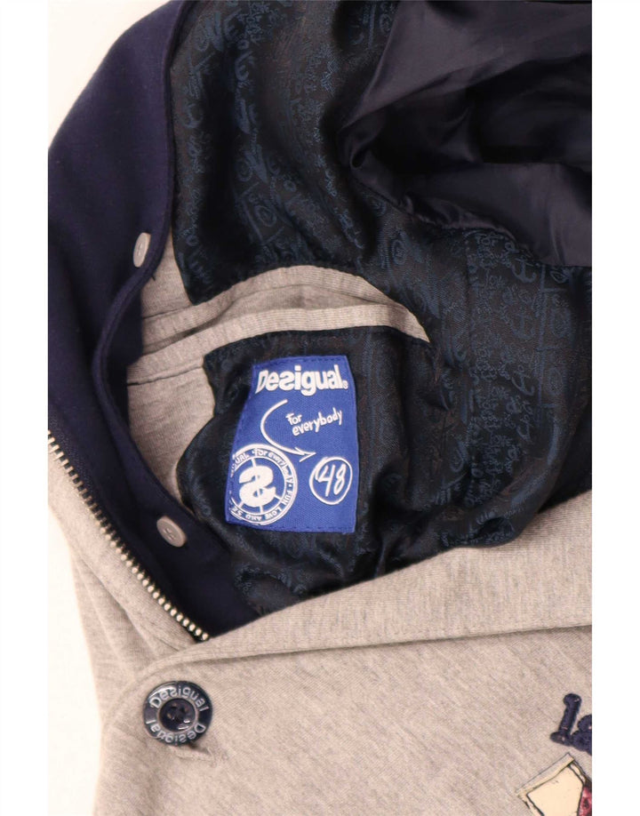 Desigual Veste Blazer à Capuche 2 Boutons pour Homme UK 48 4XL Gris Colorblock