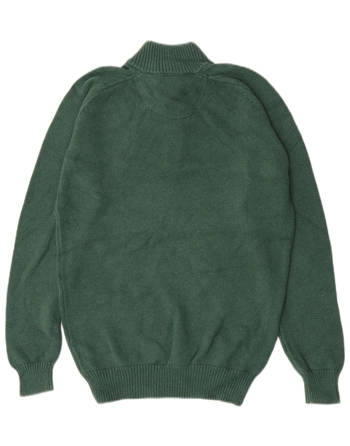 Massimo Dutti Pull à col boutonné pour homme en coton vert Taille L