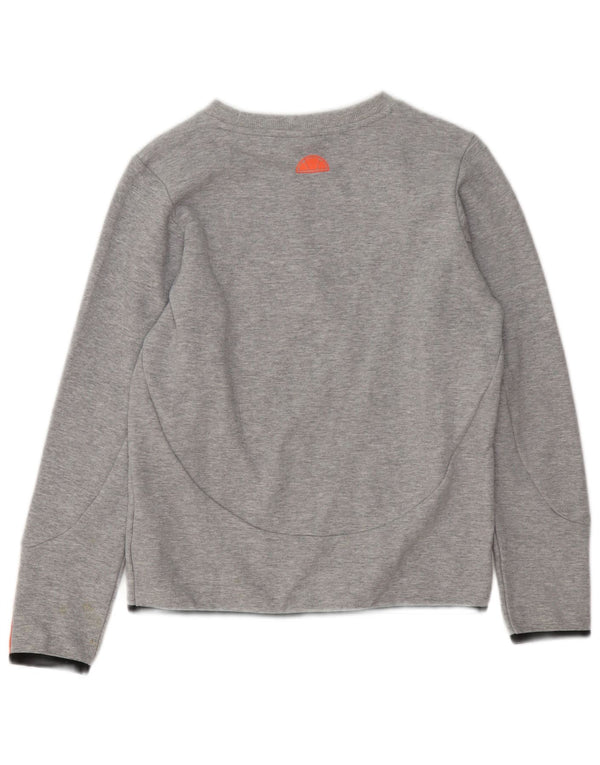 ELLESSE Sweat-shirt graphique pour femme UK 14 Grand coton moucheté gris