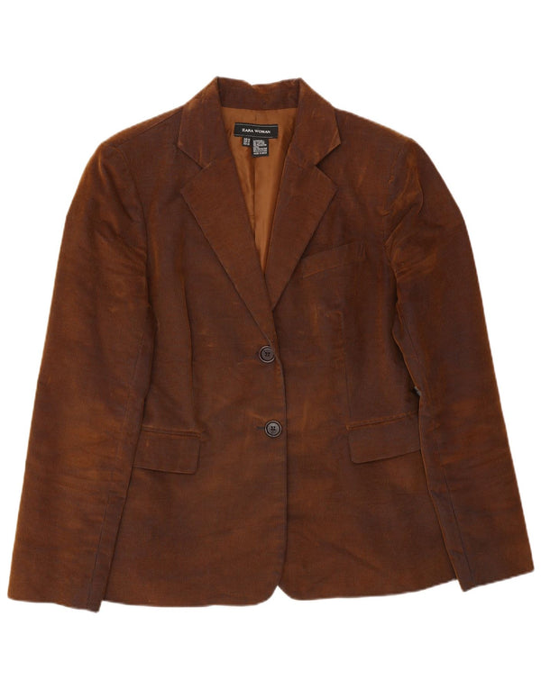 Zara Veste blazer en velours côtelé pour femme à 2 boutons EU 44 XL en coton marron