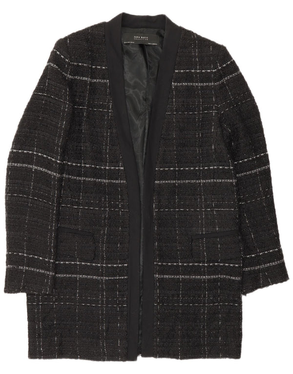 Zara Womens Open Overcoat UK 14 Medium Black Check