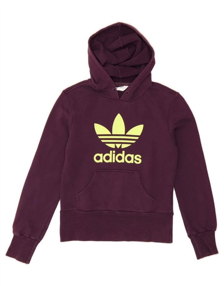 ADIDAS Womens Graphic Hoodie Jumper IT 44 Medium Purple Vintage Adidas and Second-Hand Adidas from Messina Hembry 