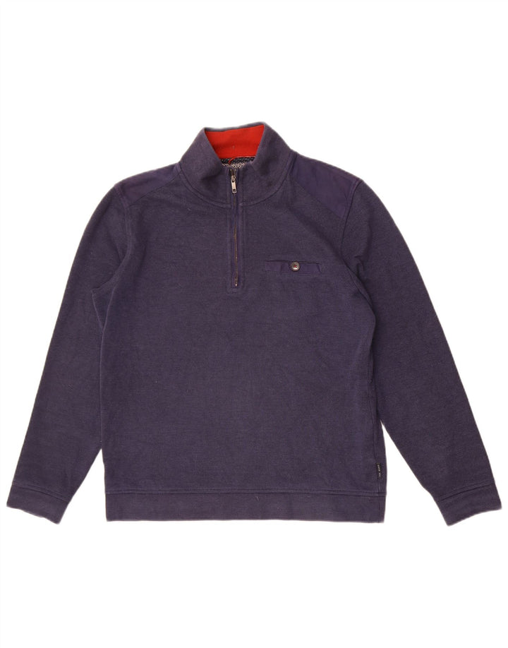 Ted Baker Sweat-shirt à col zippé pour homme Taille 3 Bleu marine moyen