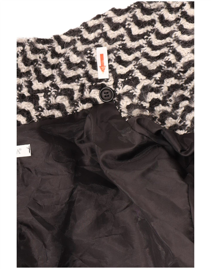 vintage Femme Pardessus IT 50 XL Noir Géométrique Acétate