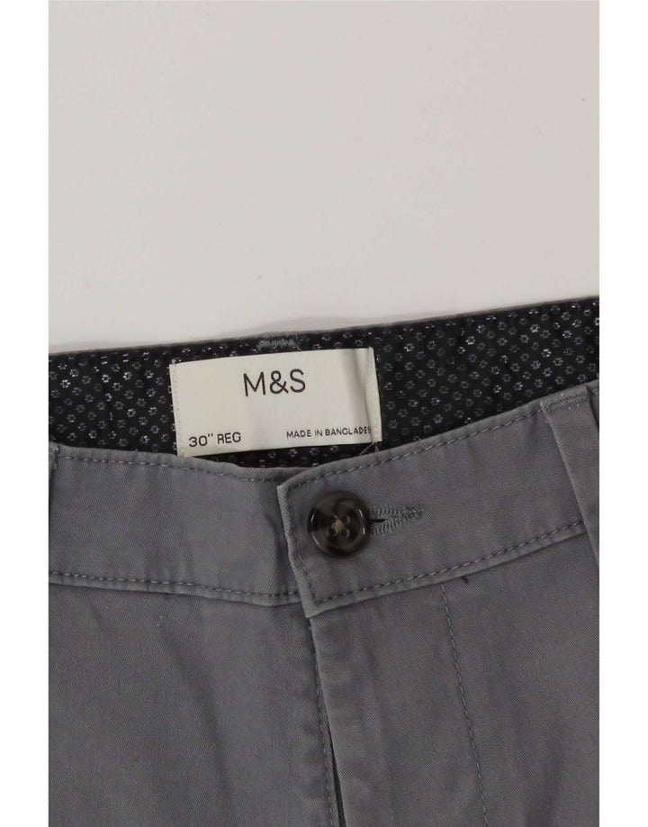 Marks & Spencer Short Chino Homme Moyen W30 Gris Coton