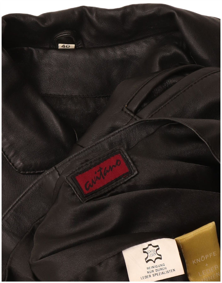 Avitano Veste blazer en cuir à 3 boutons pour femme EU 40 Cuir noir moyen