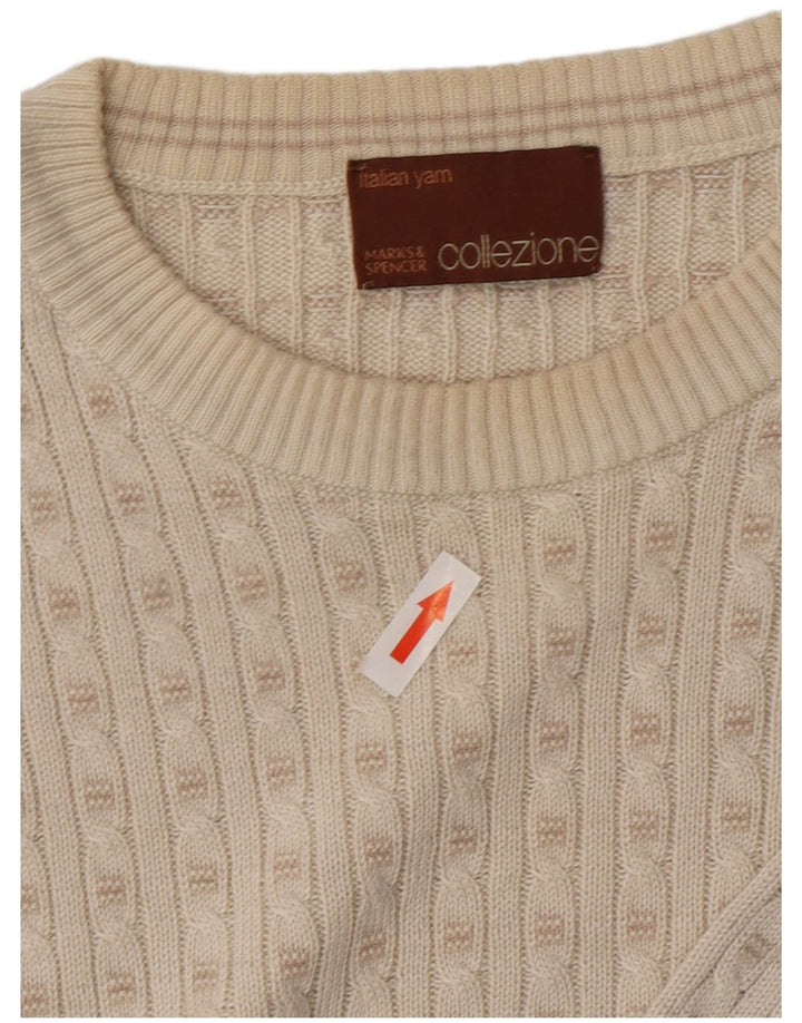 Marks & Spencer Pull Col Rond Homme Blanc Cassé Moyen Acrylique