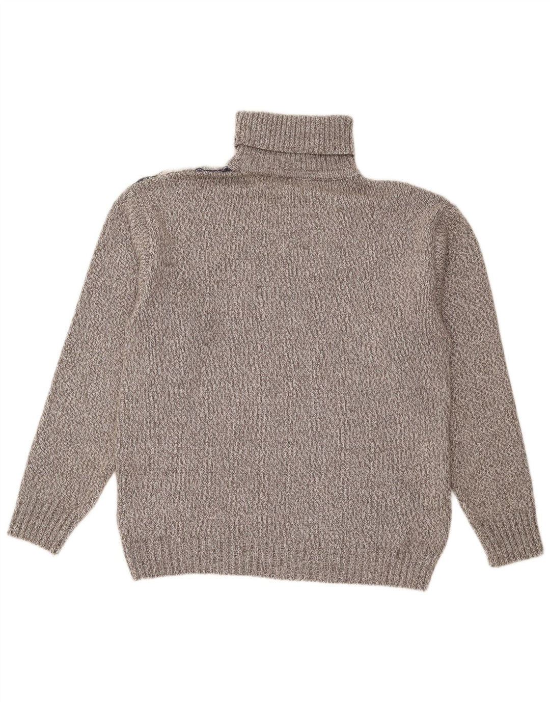 vintage Mens Roll Neck Jumper Pull Grande laine rayée grise