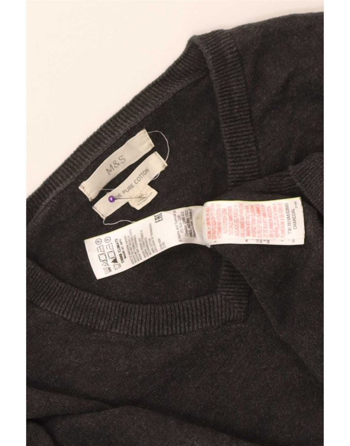 Marks & Spencer Pull col V pour homme XL Gris Coton