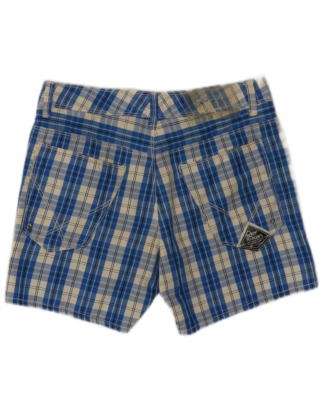 Roy Rogers Short décontracté pour femme IT 44 Medium W30 Bleu à carreaux en polyamide