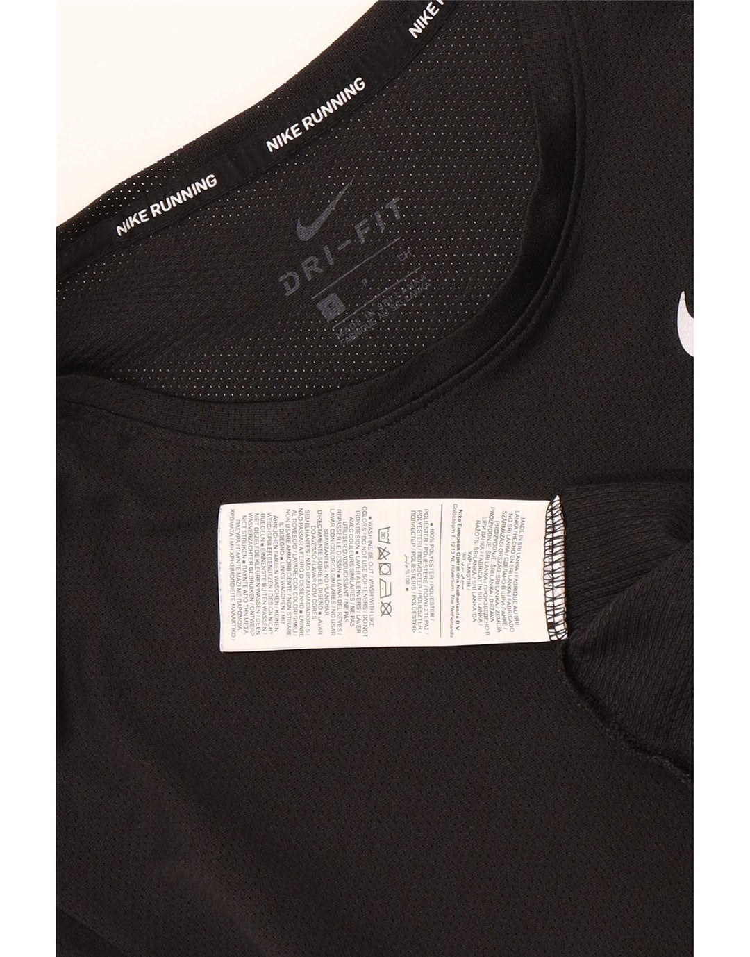 Nike Womens Dri Fit T-Shirt Top UK 10 Petit Noir Polyester