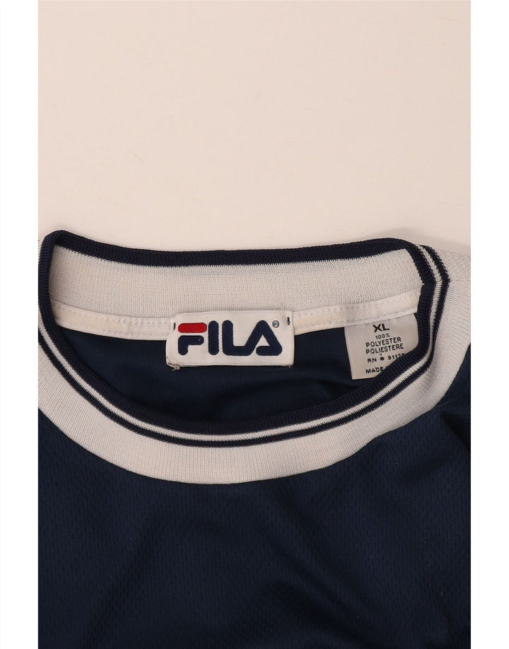 FILA T-Shirt Homme Top XL Bleu Marine Polyester