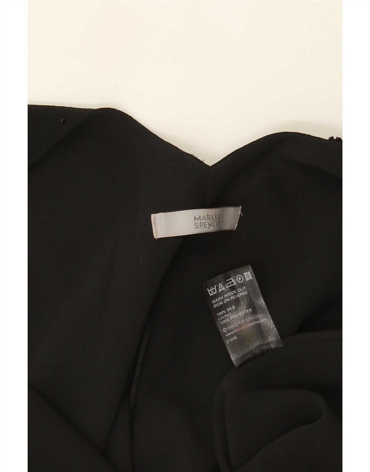 Marks & Spencer Haut chemisier sans manches pour femme UK 44 Soie noire moyenne