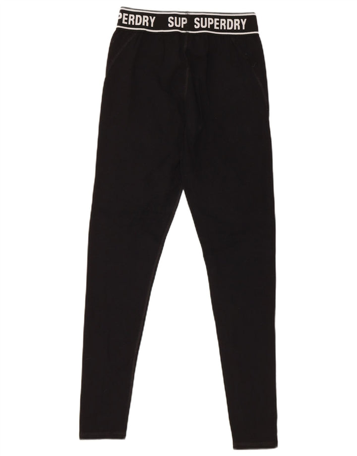 SUPERDRY Leggings graphiques pour femmes UK 8 Small Noir Coton